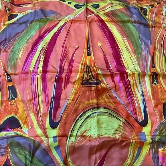 Hermes La Tour Eiffel S’Envole Silk Printed Scarf With Bag New - Picture 2 of 8